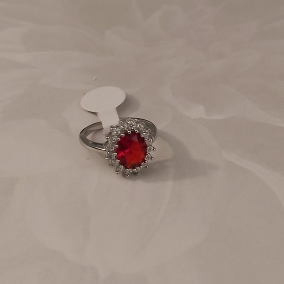 Ruby CZ AAA/ Rhodium Plated Ring: - Picture 12 of 12